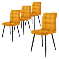 ESSZIMMERSTUHL Samt Senf 4er Set - Dunkelgelb, Metall (41/89/49cm) - ML-DESIGN