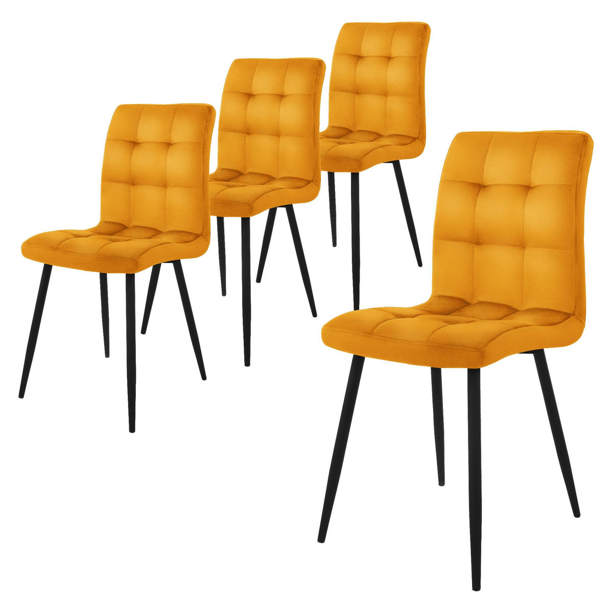 ESSZIMMERSTUHL Samt Senf 4er Set - Dunkelgelb, Metall (41/89/49cm) - ML-DESIGN