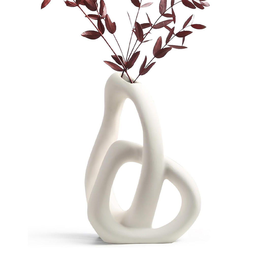 VASE 16 x 9 x 23 cm Keramik - Weiß, Keramik (9cm) - LIBRATON
