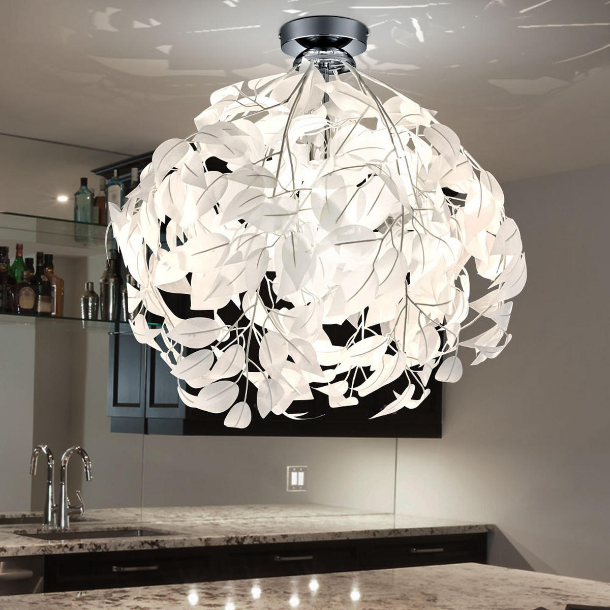 DECKENLEUCHTE Chrom Weiß - Weiß, Metall (38/38/58cm)