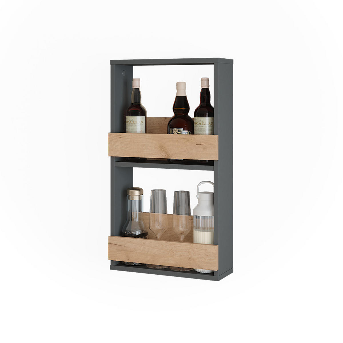 STOJAN NA SKLENIČKY NA VÍNO Repose Zlatý dub power/antracit - medově dubová/antracitová, kompozitní dřevo (40/72/15.1cm) - Vicco