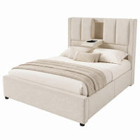 POLSTERBETT mit Stauraum und Matratze 90x200 cm Leinen Beige - Beige, Metall (90/200cm) - Beauniv