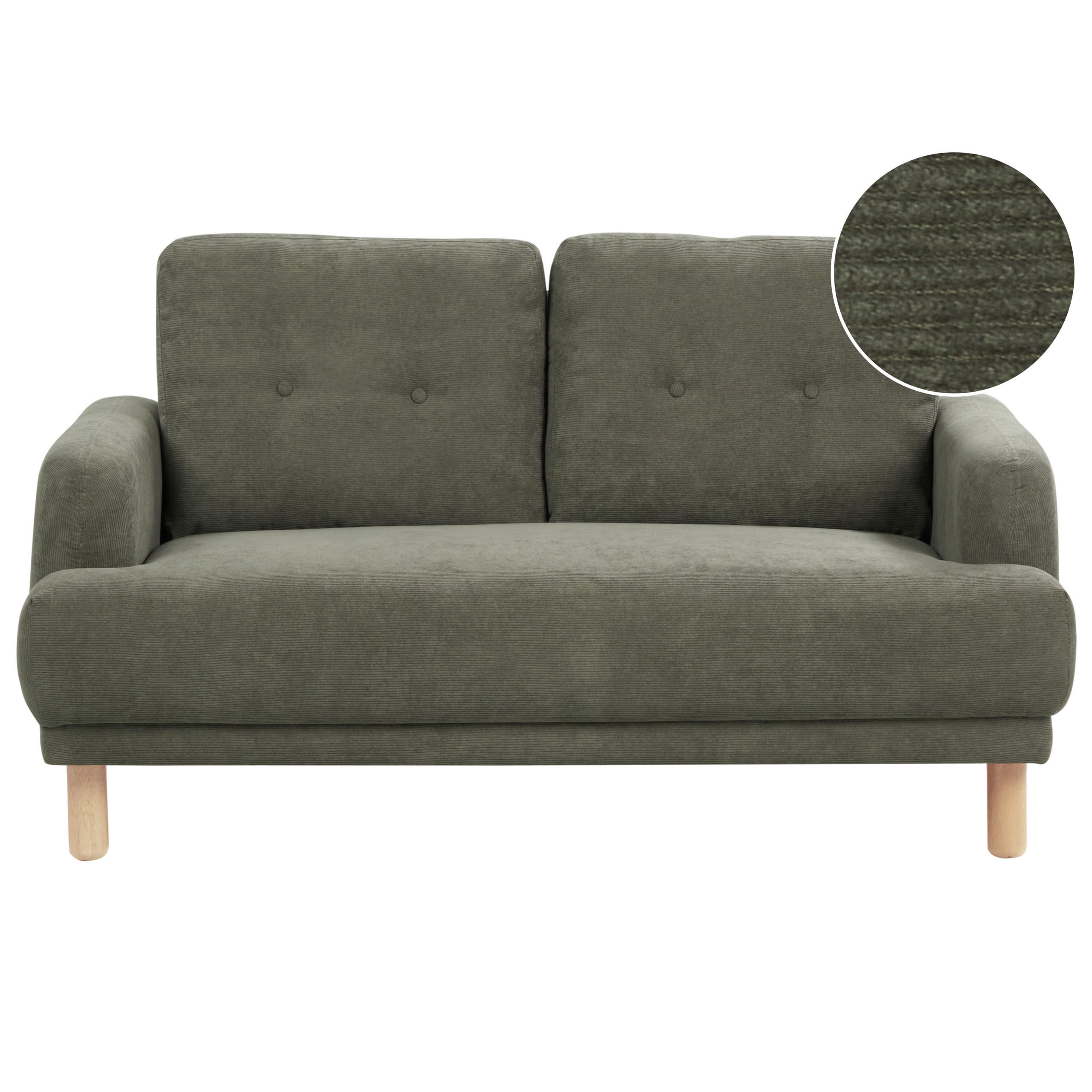2-SITZER-SOFA Cord dunkelgrün Tuve - Hellbraun/Grün, Textil (149/85/90cm) - Beliani