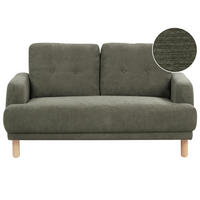 2-SITZER-SOFA Cord dunkelgrün Tuve - Hellbraun/Grün, Textil (149/85/90cm) - Beliani