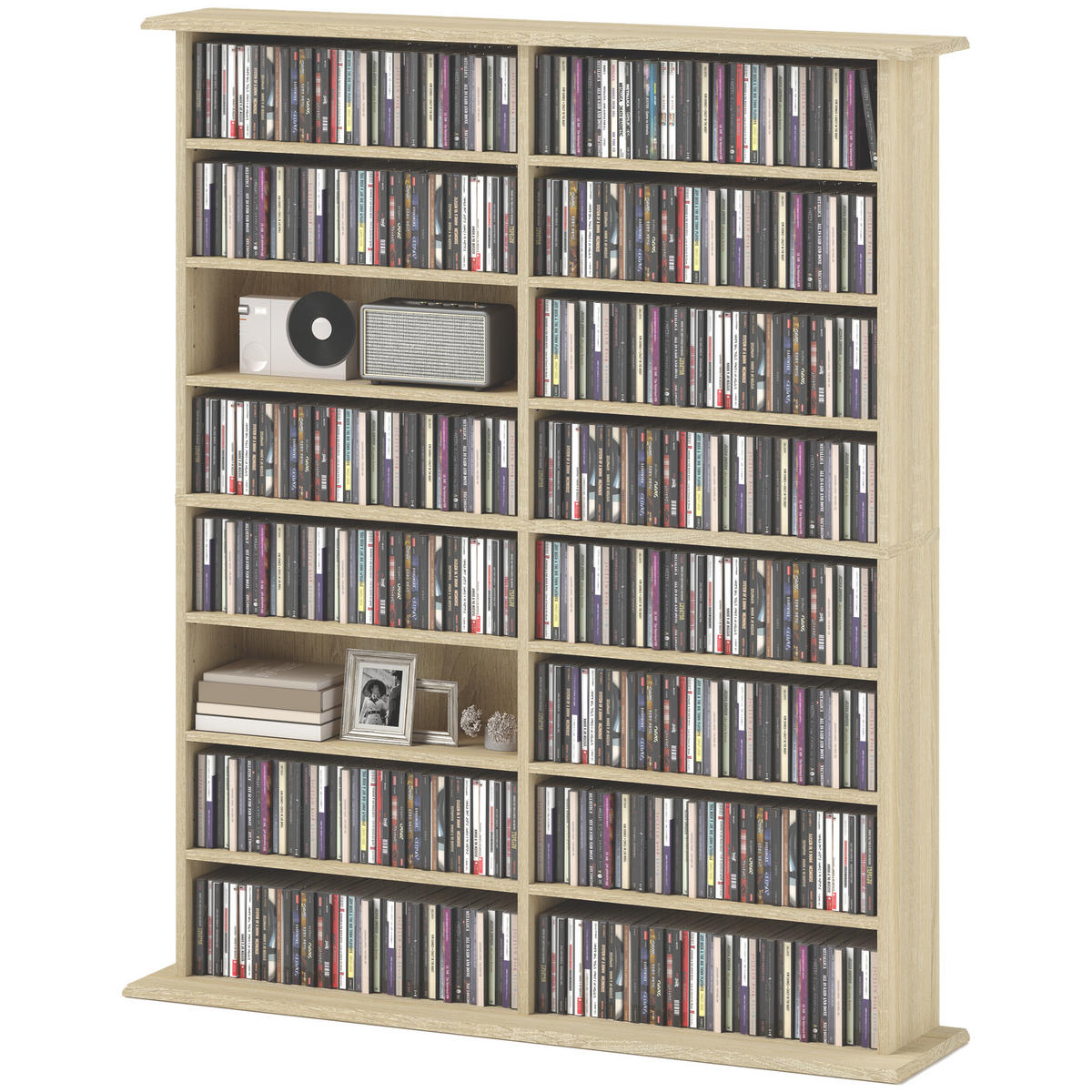 CD-REGAL DE-14452 16 Fächer, 12 verstellbare Böden Naturholz - Naturfarben, Holzwerkstoff (24/126.3/106.5cm) - ComfortXL