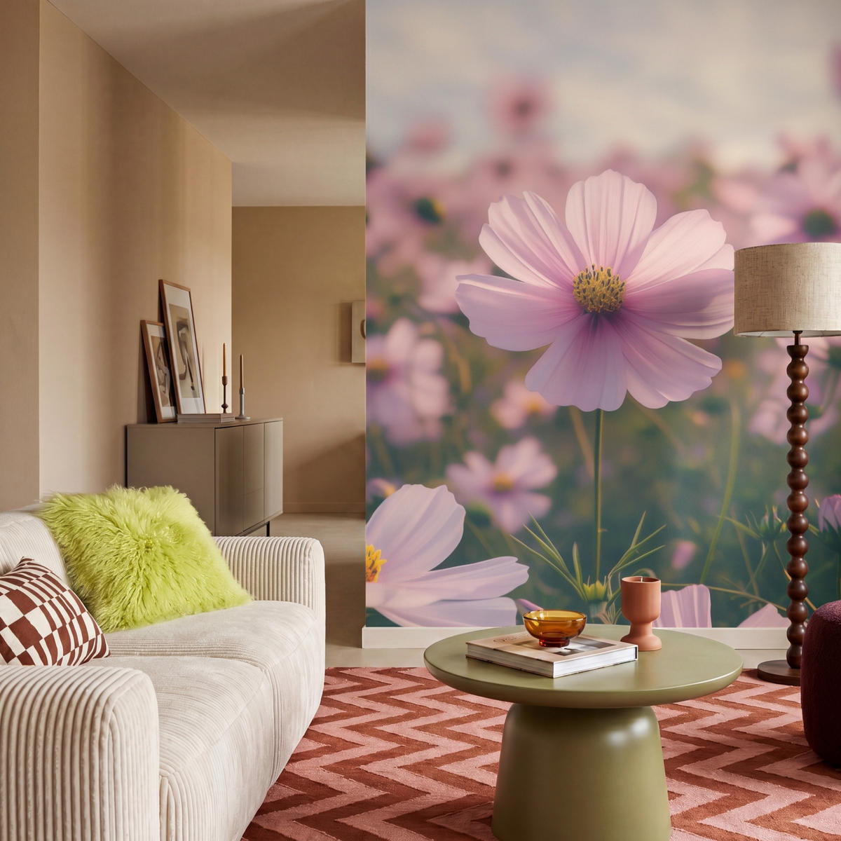 TAPETE - Blumen - Lila - Unscharf - 200x260 cm - Rosa, Papier (200/260cm) - OnlyWow