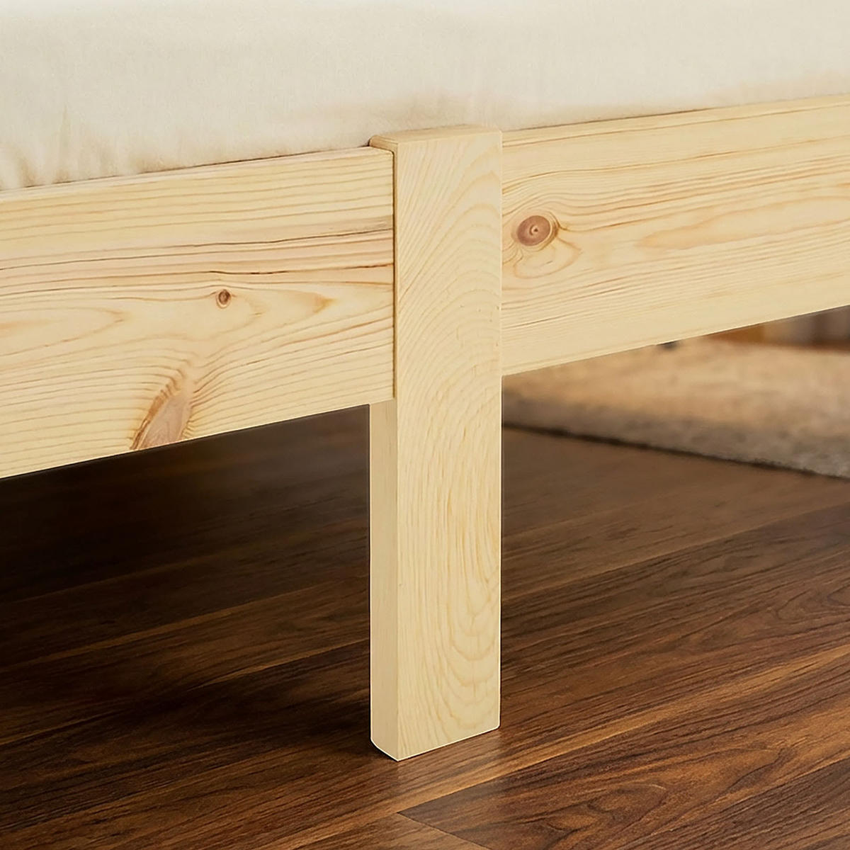 HOLZBETT Natur 160/200 cm Doppelbett mit Matratze - Naturfarben, Holz (160/200cm) - Homestyle4u