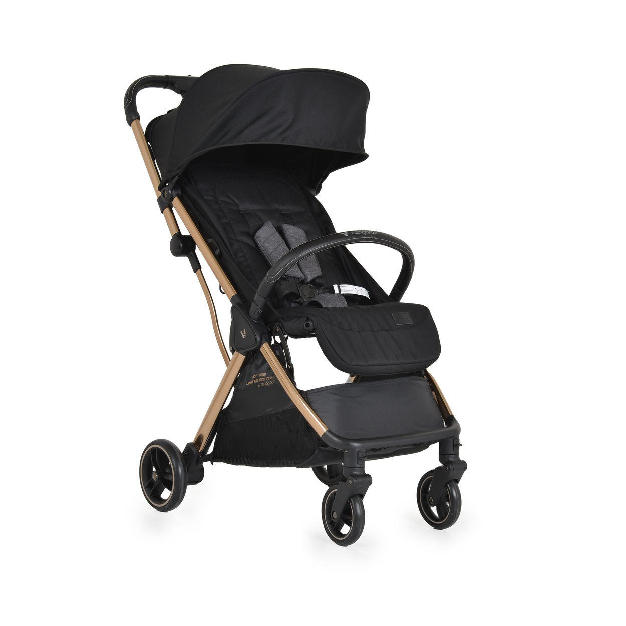 BUGGY easy Fold schwarz gold Alu Sonnendach verstellbar, faltbar, Korb - Goldfarben/Schwarz, Metall (89/43/103cm) - Cangaroo