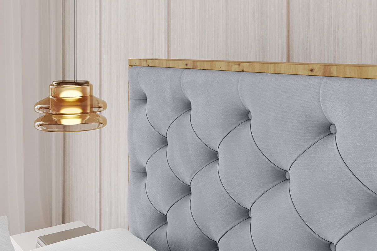 POLSTERBETT mit Bettkasten und Lattenrost, Boxbett ohne Matratze - ENZO3 180x200 Hellgrau - Hellgrau, Holzwerkstoff/Textil (180/200cm) - ALTDECOR