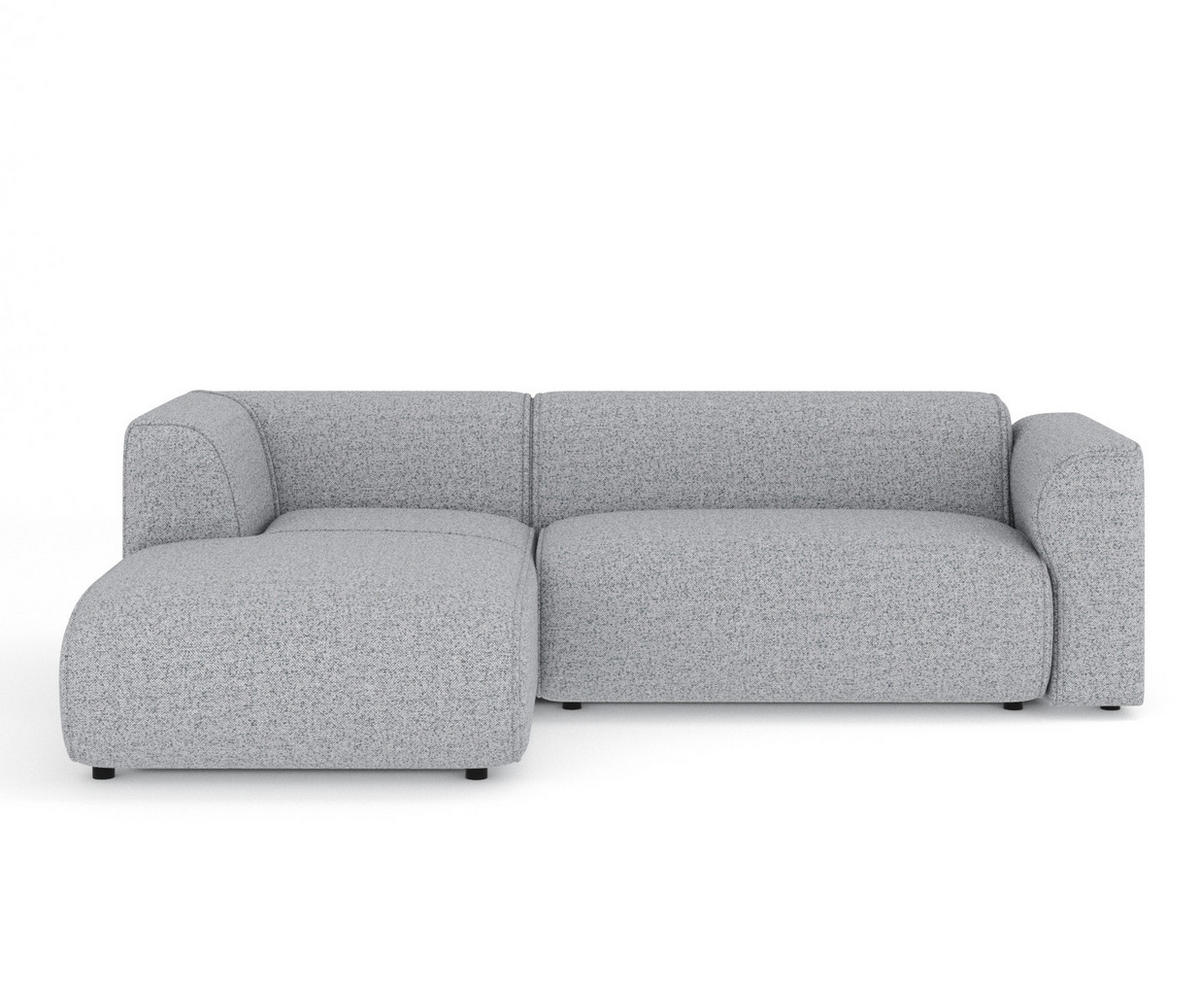 ECKSOFA Melani Grau Webstoff - Schwarz/Grau, Holz/Holzwerkstoff (253/153cm) - Maison de Reve
