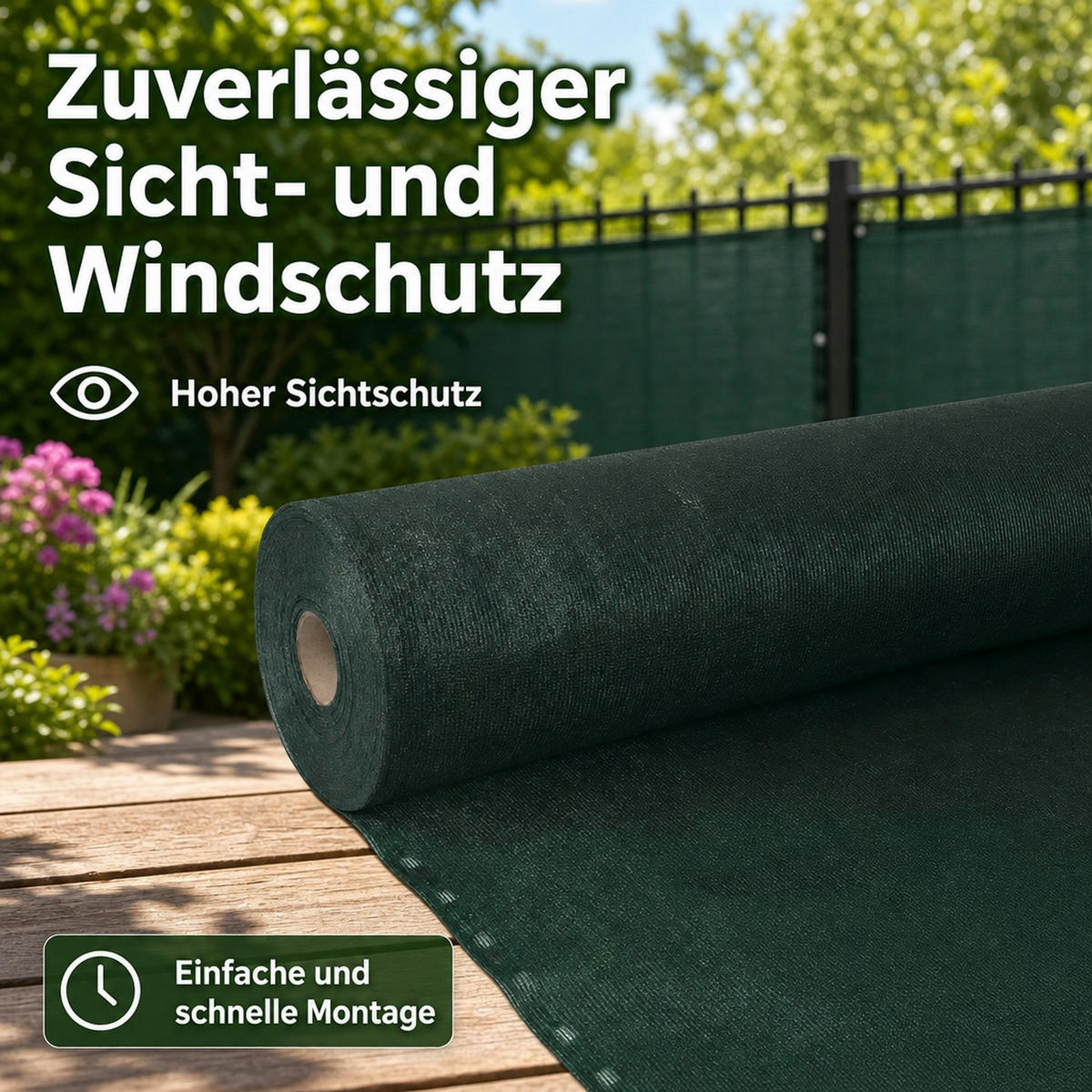 SICHTSCHUTZNETZ - Grün, Kunststoff (100/25cm) - KLASEBO