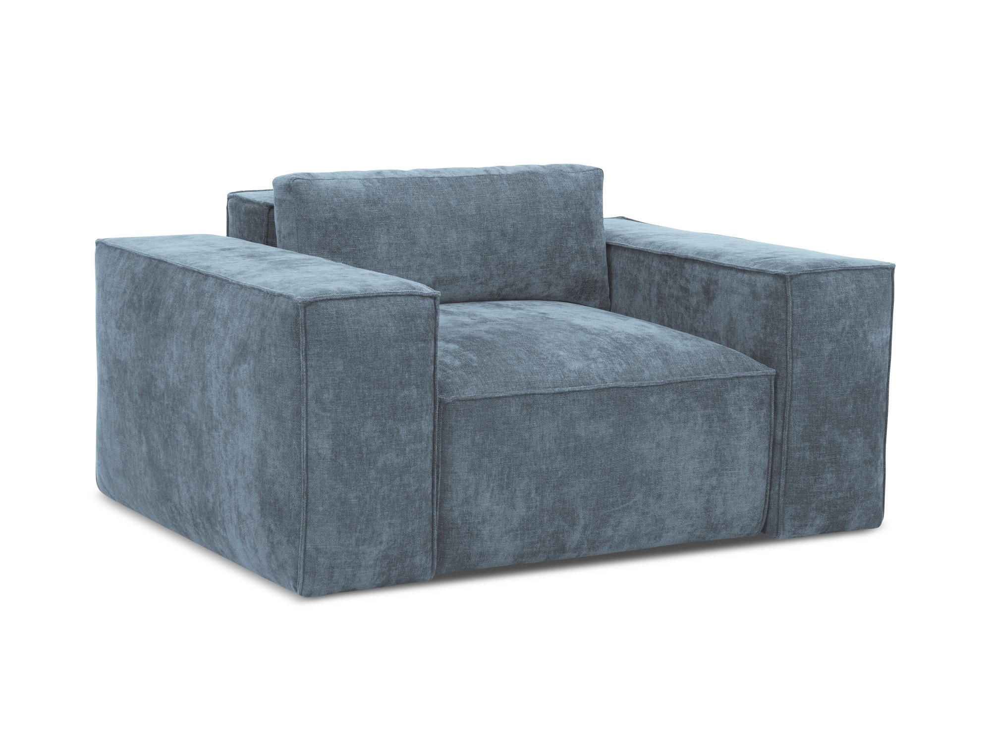 SCHLAFSESSEL Chenille Stoff Blau - Pastellblau/Schwarz, Holzwerkstoff/Kunststoff (157/81/113cm) - Makamii