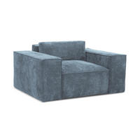 SCHLAFSESSEL Chenille Stoff Blau - Pastellblau/Schwarz, Holzwerkstoff/Kunststoff (157/81/113cm) - Makamii