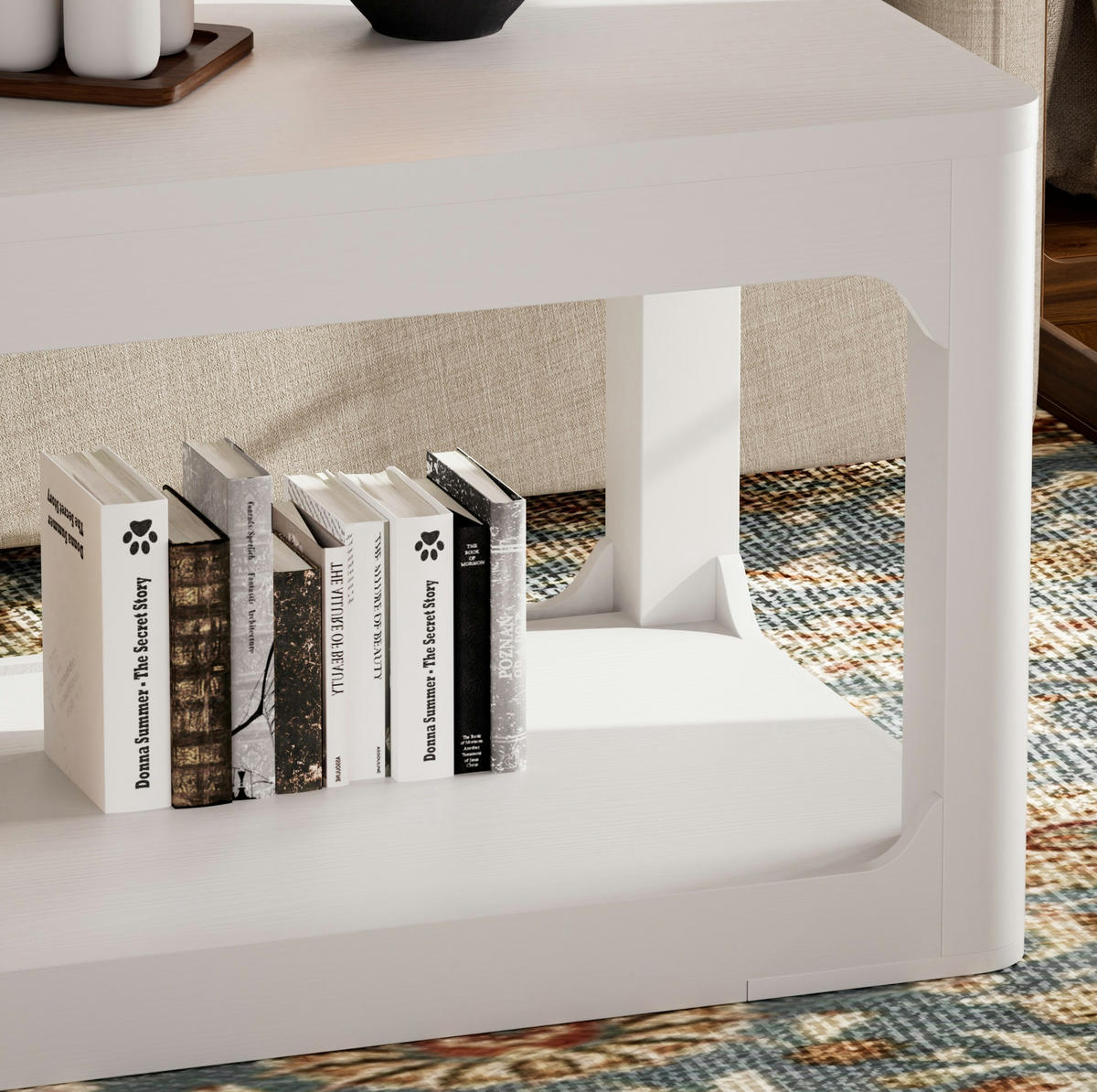 COUCHTISCH aus MDF 100x50x44 cm Weiß mit 2-stufigem Stauraum - Weiß, Holzwerkstoff (100/50/44.5cm) - IVMEU
