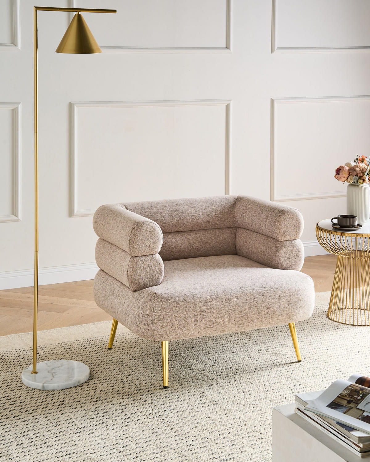 SESSEL Stoff Beige Bovik - Beige, Textil (90/68/74cm) - Beliani