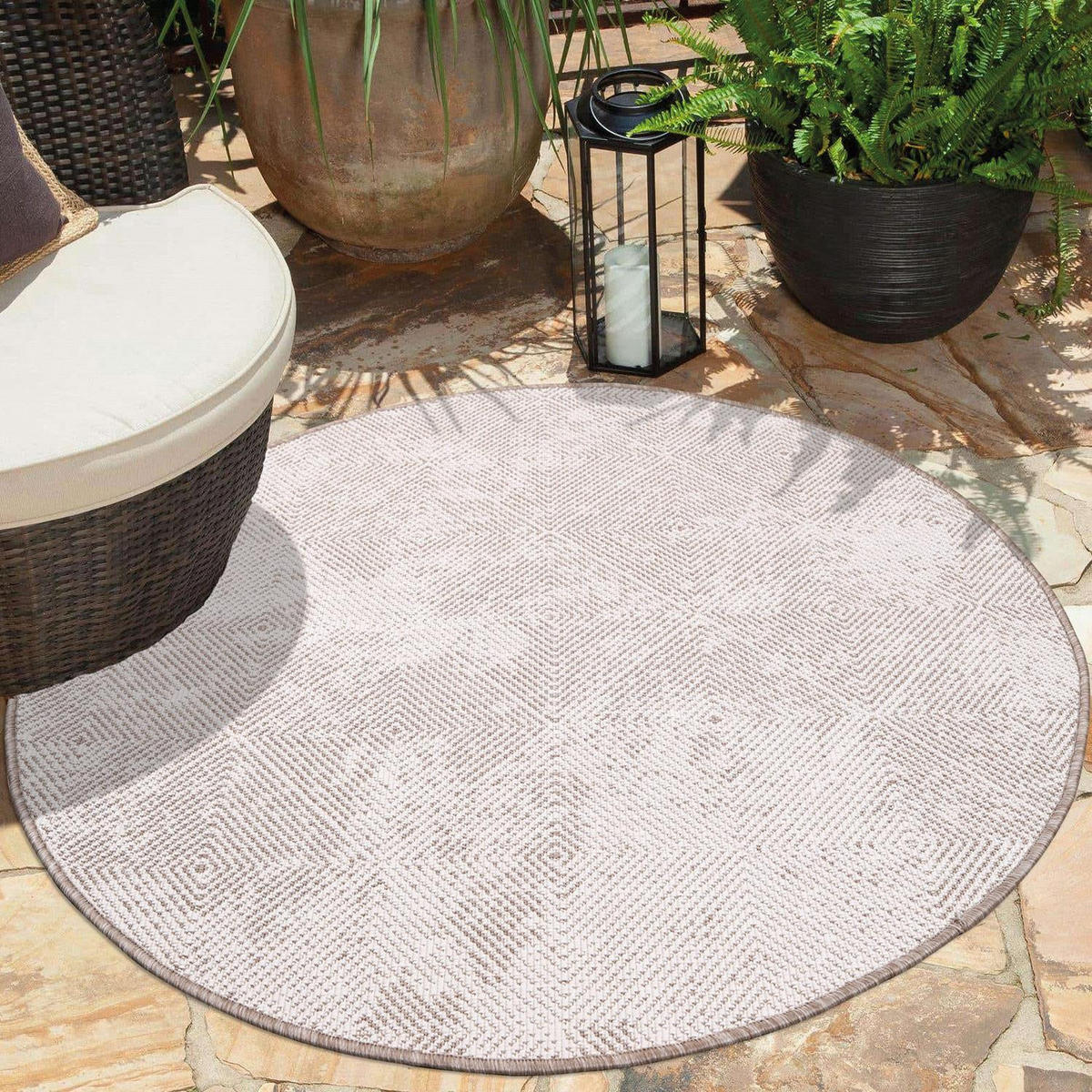 OUTDOOR-TEPPICH DuoRug 5845 Creme 160x160 cm - Beige, Textil (160/160cm) - carpet city