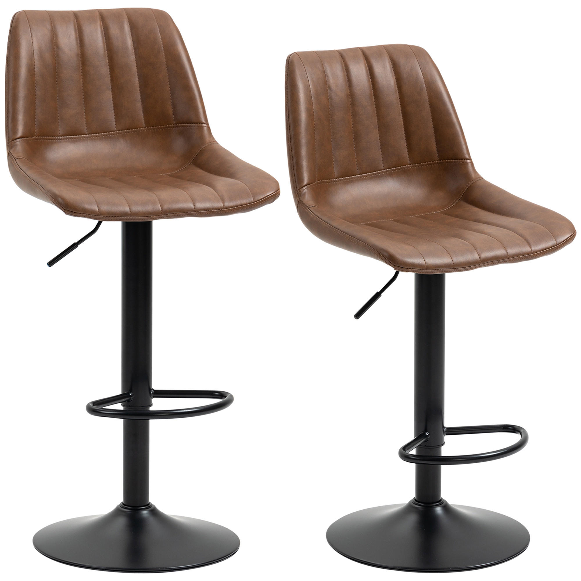 BARHOCKER DE-35975 2er Set mit Kunstlederbezug Braun - Braun, Metall (49.5/111/43cm) - ComfortXL