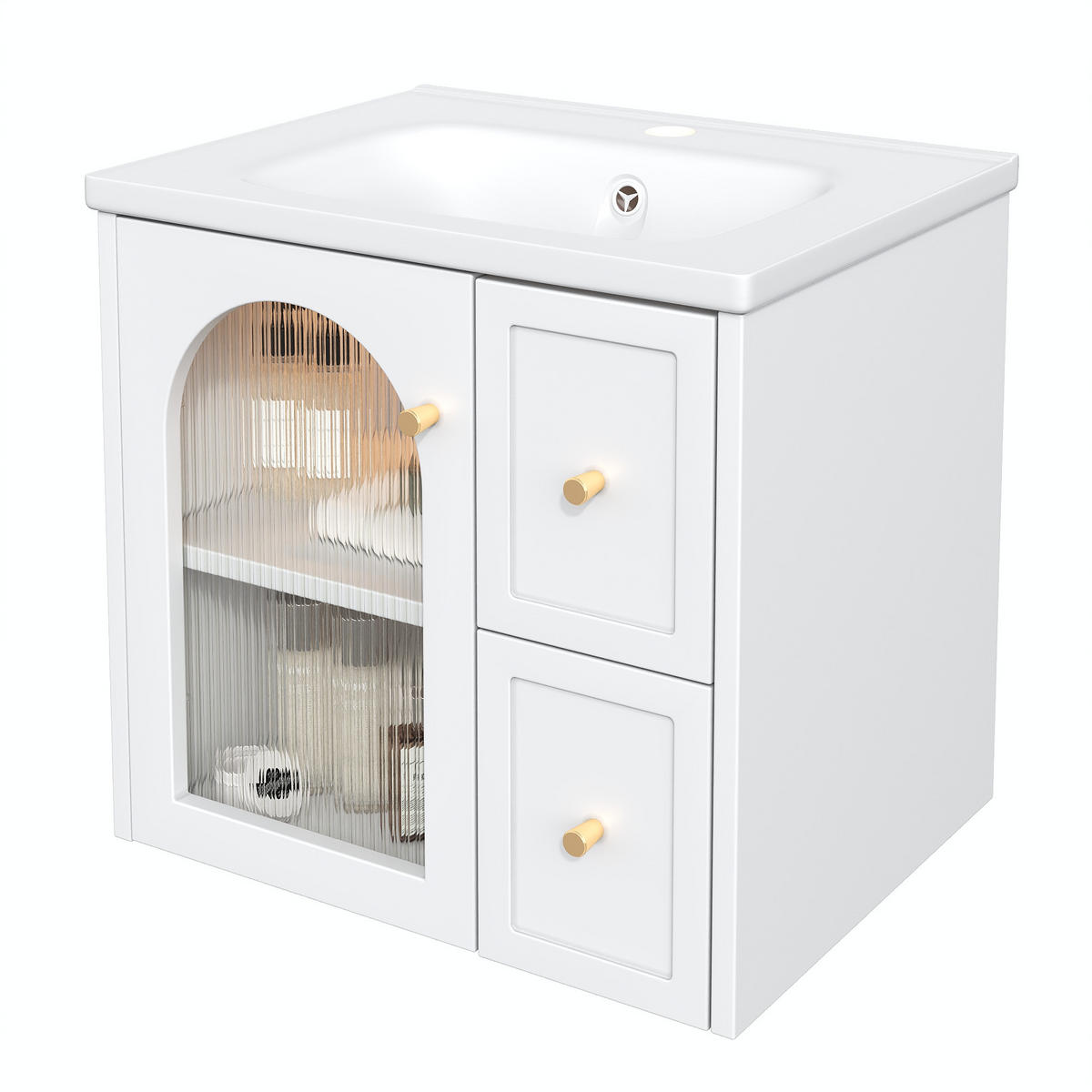 WASCHTISCHUNTERSCHRANK Weiß 60,5/47,5/57 cm - Weiß, Holz (60.5/57/47.5cm) - PANGIVO