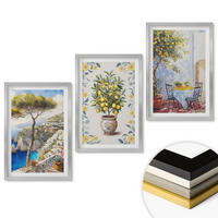 WANDBILDER 3er Set - 40x60 cm Silberner Rahmen - Gemälde von Zitronenbäumen - Silberfarben, Kunststoff (40/60cm) - ArtPrintCave