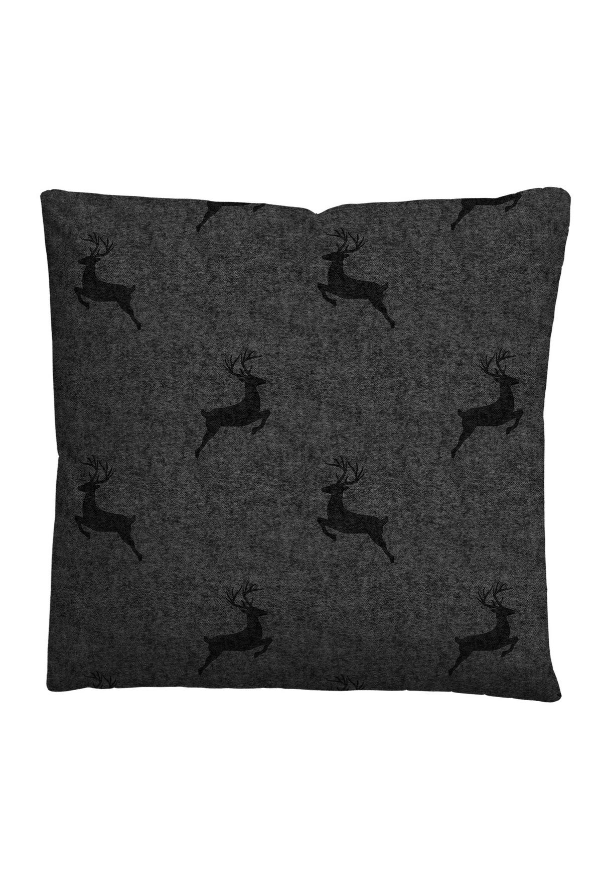 BETTWÄSCHE-GARNITUR Satin Hirsch sturmgrau, 135x200 cm + 80x80 cm - Grau, Textil (135/200cm) - biberna