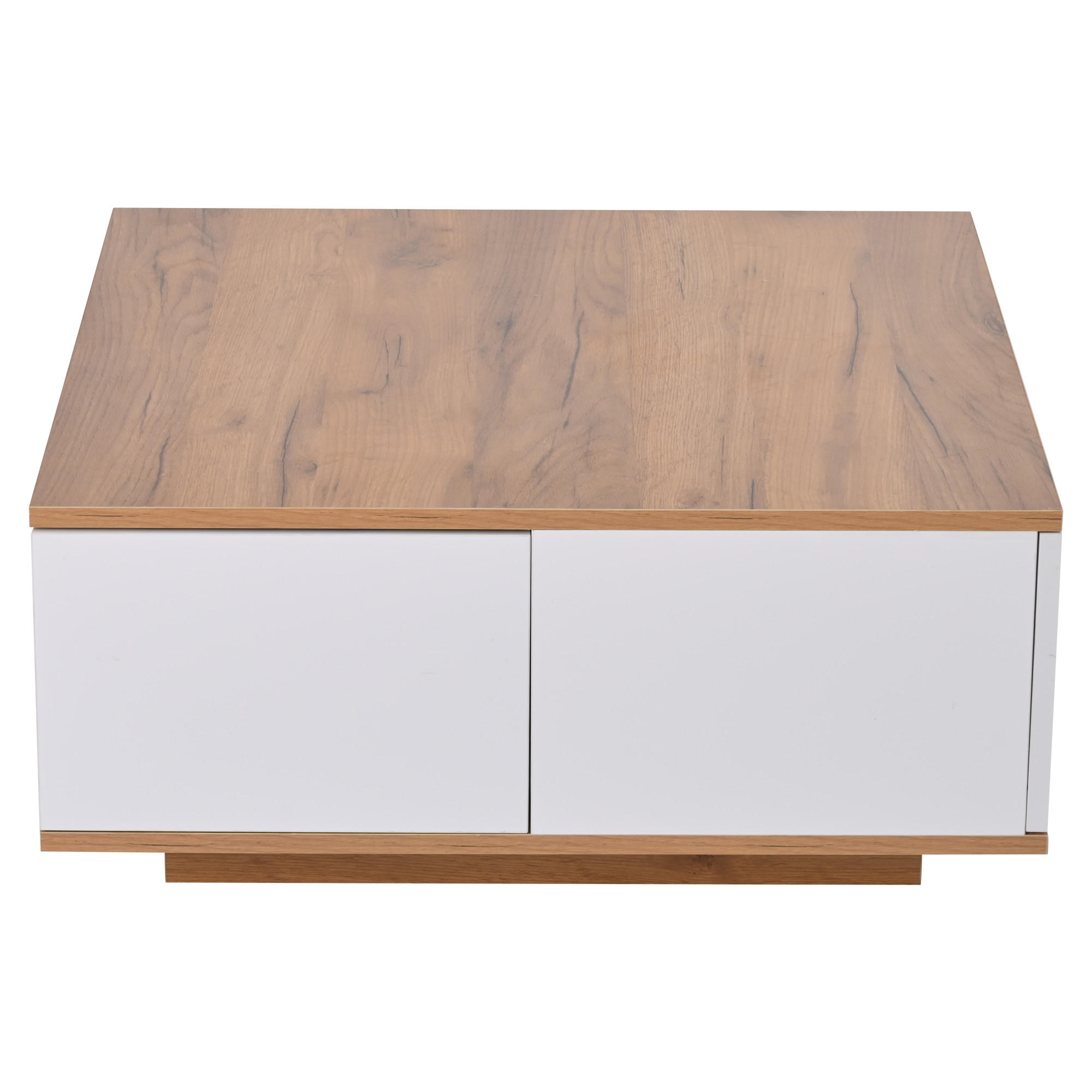 COUCHTISCH Weiß/Nussbaumfarben, 70/70/31,5 cm mit 3 Schubladen - Weiß, Holzwerkstoff (70/70/31.5cm) - PANGIVO