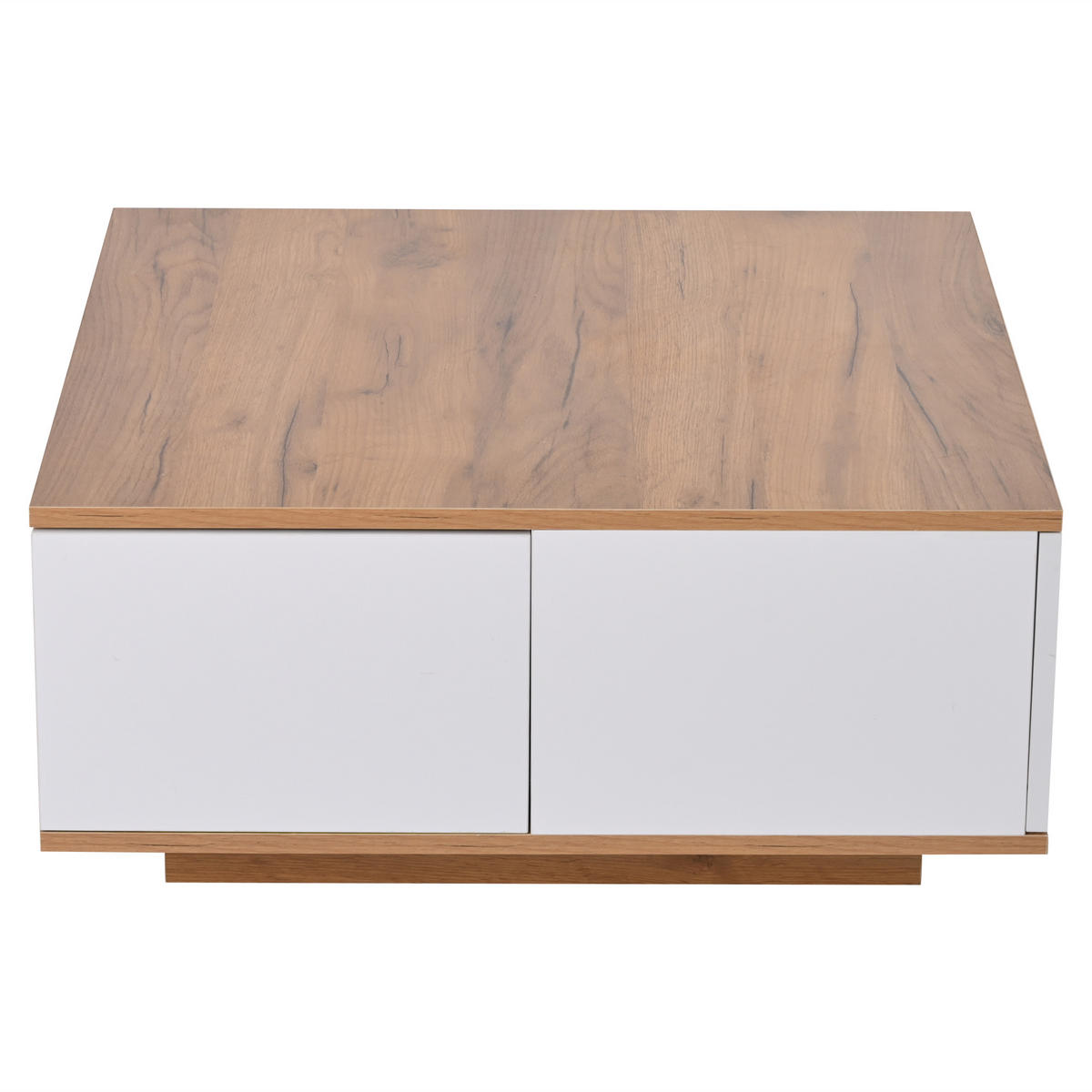 COUCHTISCH 70/70/31,5 cm Weiß walnussfarben aus Holzwerkstoff mit 3 Schubladen und Hochglanzfronten - Walnussfarben, Holzwerkstoff (70/70/31.5cm) - OKWISH