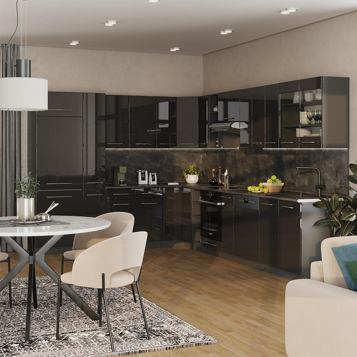 Schwarz Hochglanz/Anthrazit, Holzwerkstoff (347/81.6/60cm) - Vicco