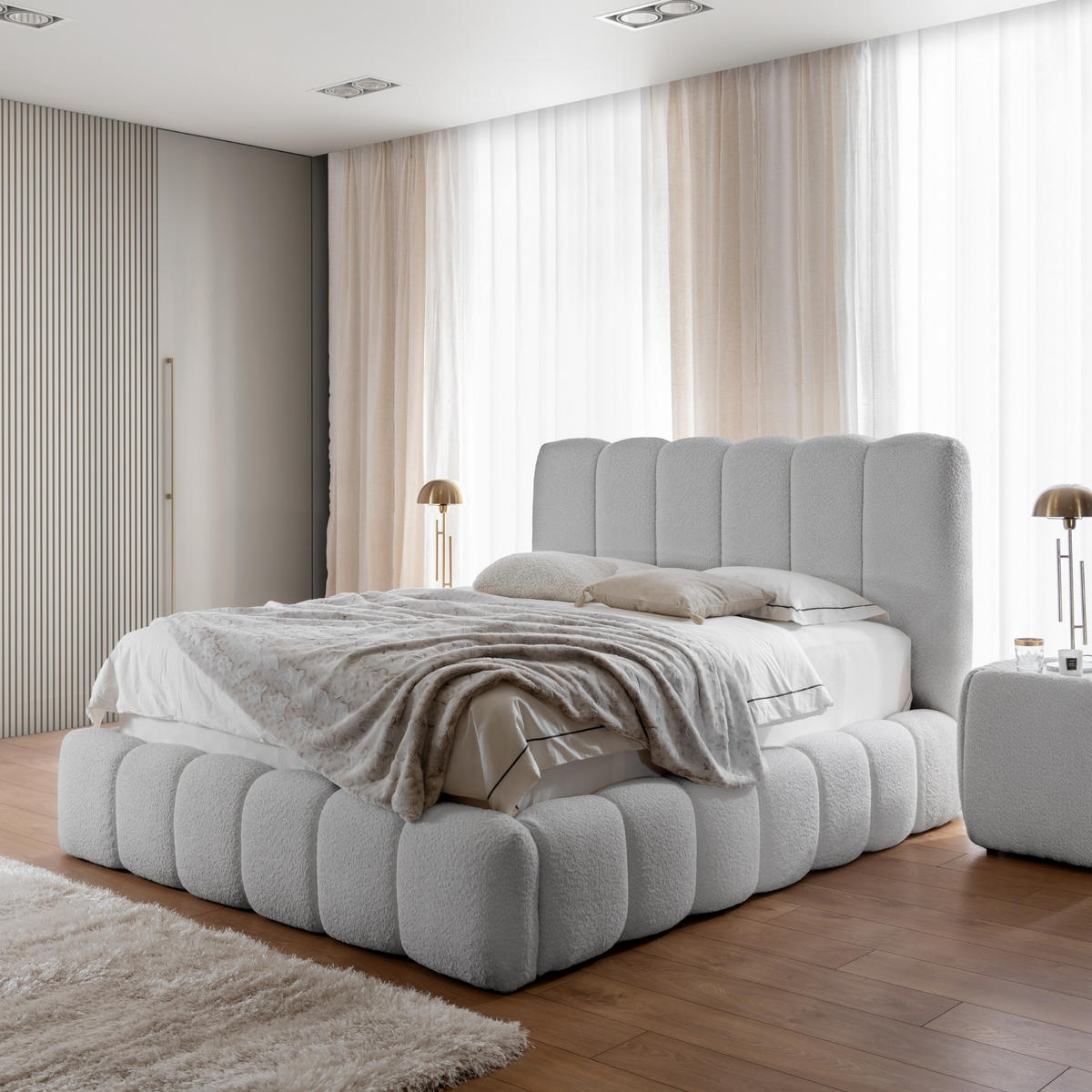 POLSTERBETT mit Stauraum 160x200 cm in Hellgrau - Hellgrau, Textil (160/200cm) - Home Collective