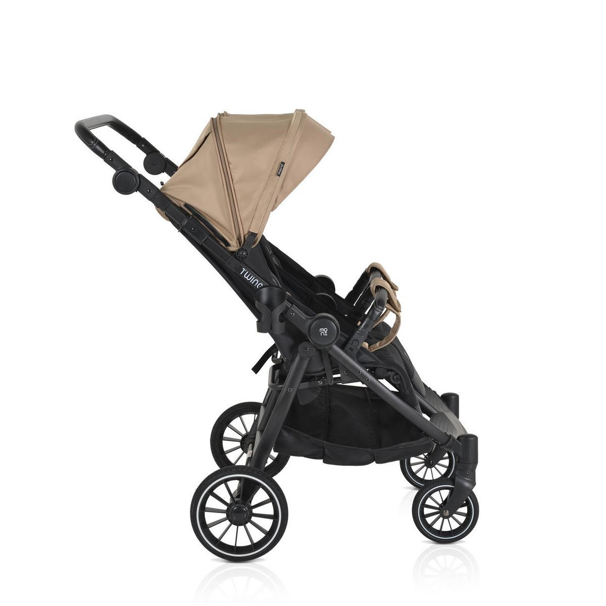 GESCHWISTERKINDERWAGEN TwinGo braun Getränkehalter, Fußabdeckung, Hinterradbremse - Braun, Textil/Metall (102/78/106cm) - Moni