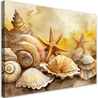 LEINWANDBILD Muscheln und Seesterne gemalt - Gelb, Textil (100/70cm) - Feeby