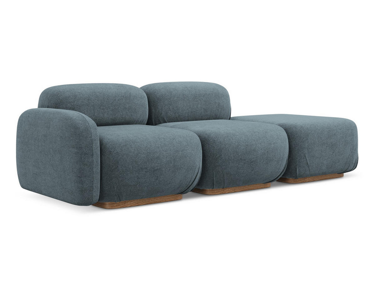 3-SITZER SOFA Rechts Bouclé Stoff Blau - Blau/Blaugrau, Holz/Textil (258/73/95cm) - Makamii