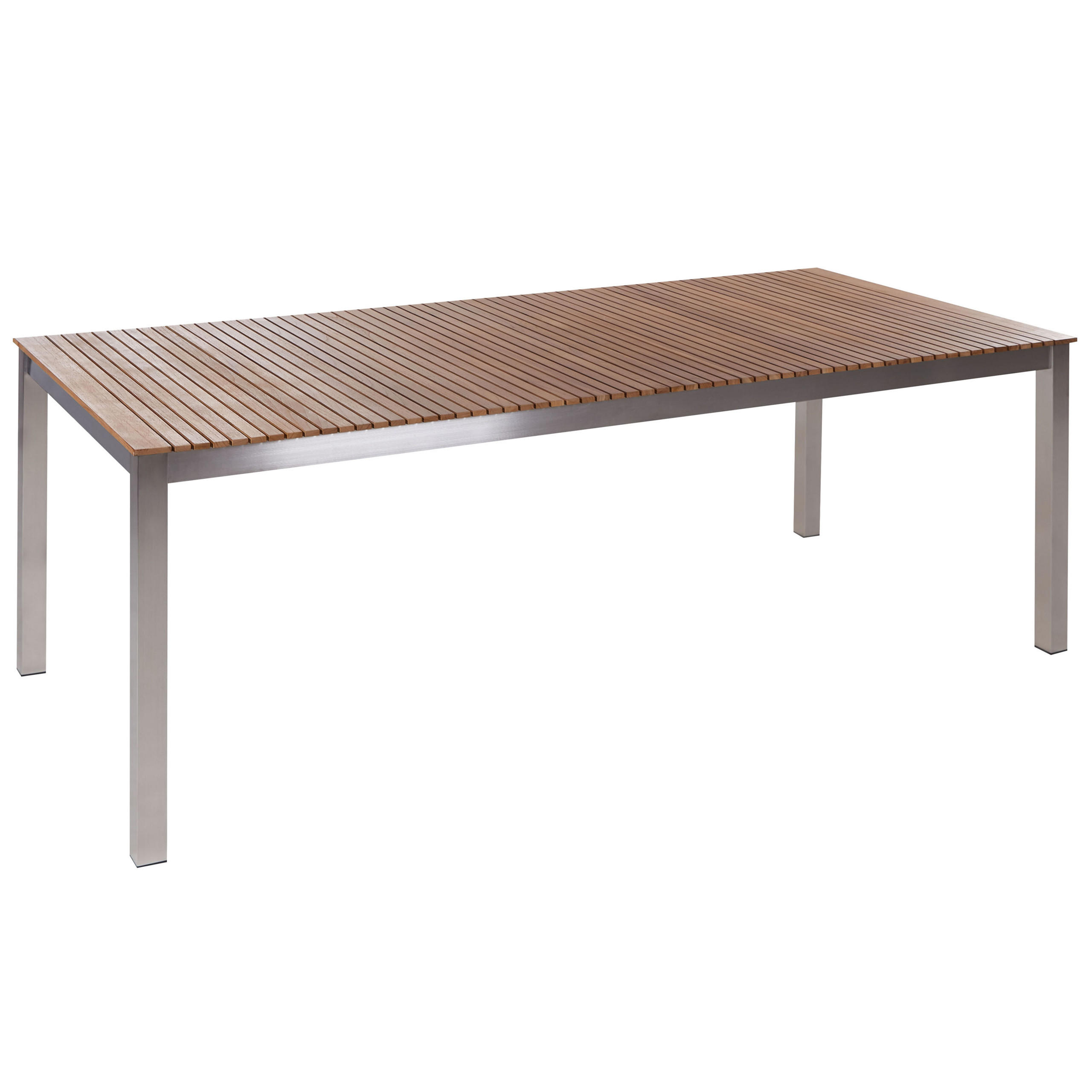 GARTENTISCH Heller Holzfarbton Viareggio - Hellbraun/Silberfarben, Holz (200/90/75cm) - Beliani