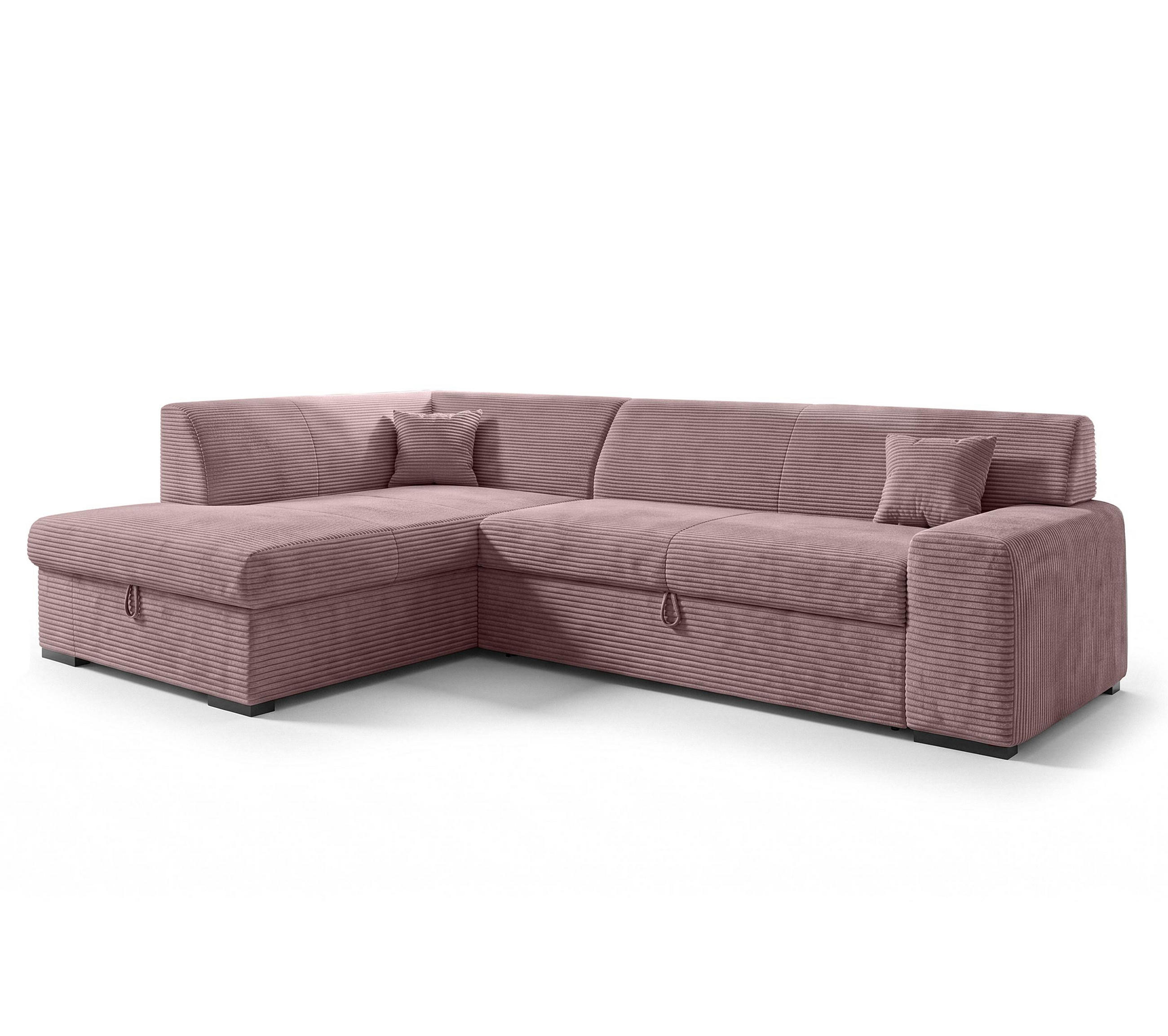 ECKSOFA L Form Minosa Rosa 260/175/71 cm Links mit Schlaffunktion - Pink/Schwarz, Kunststoff/Textil (260/175cm) - AX Living