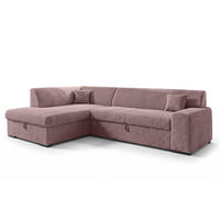 ECKSOFA L Form Minosa Rosa 260/175/71 cm Links mit Schlaffunktion - Pink/Schwarz, Kunststoff/Textil (260/175cm) - AX Living