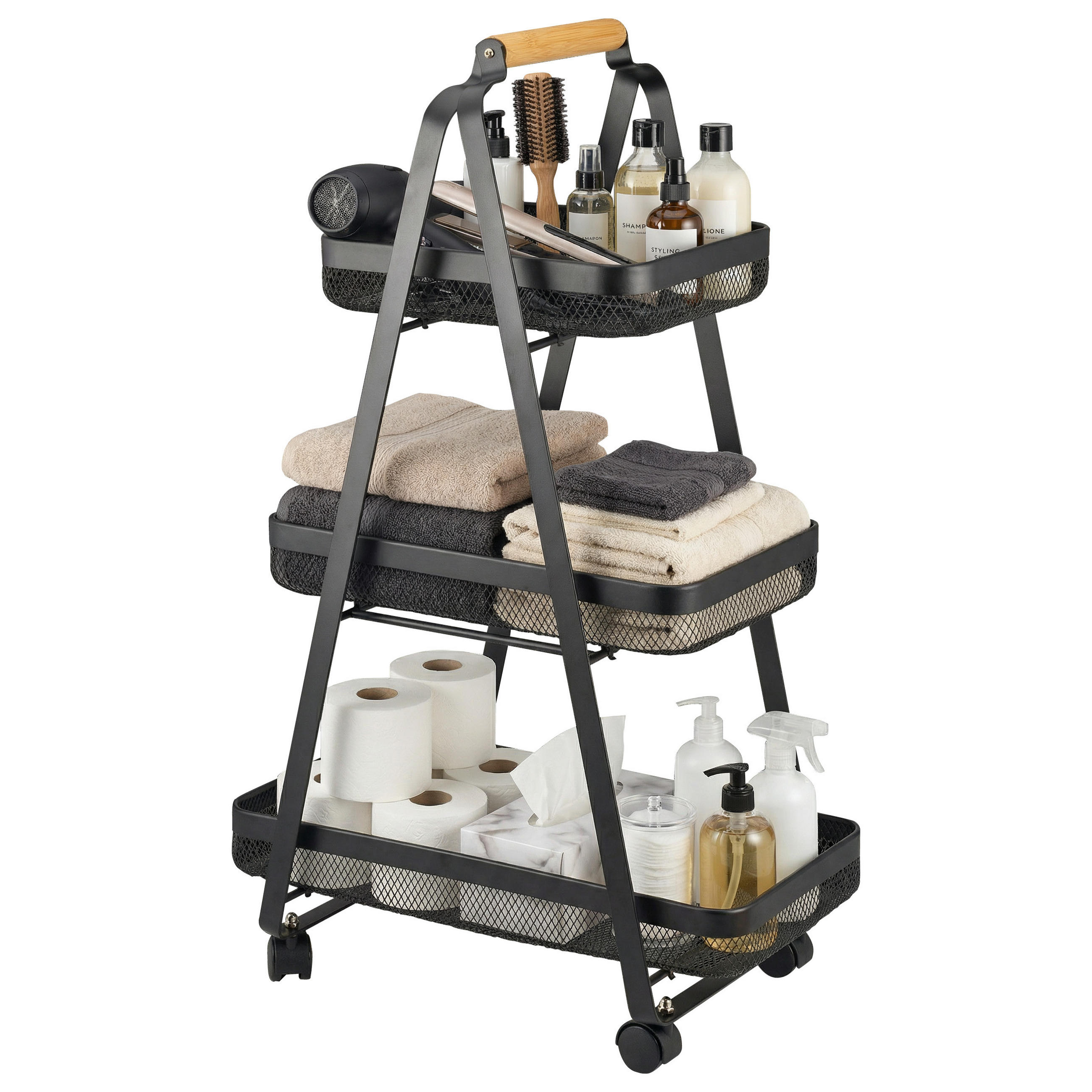 SERVIERWAGEN, schwarz, Metall - Schwarz, Metall (57/38/6.5cm) - eluno