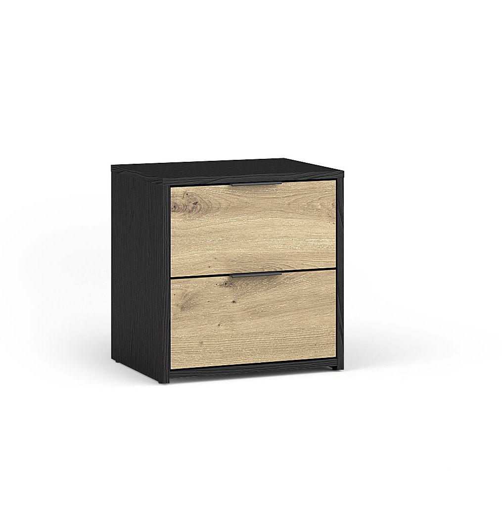 NACHTKONSOLE 2ER SET Upsala Upsala graphit / Eiche Artisan je 44 / 35 / 45cm - Eichefarben/Graphitfarben, Holz/Holzwerkstoff (44/45/35cm) - Feldmann-Wohnen