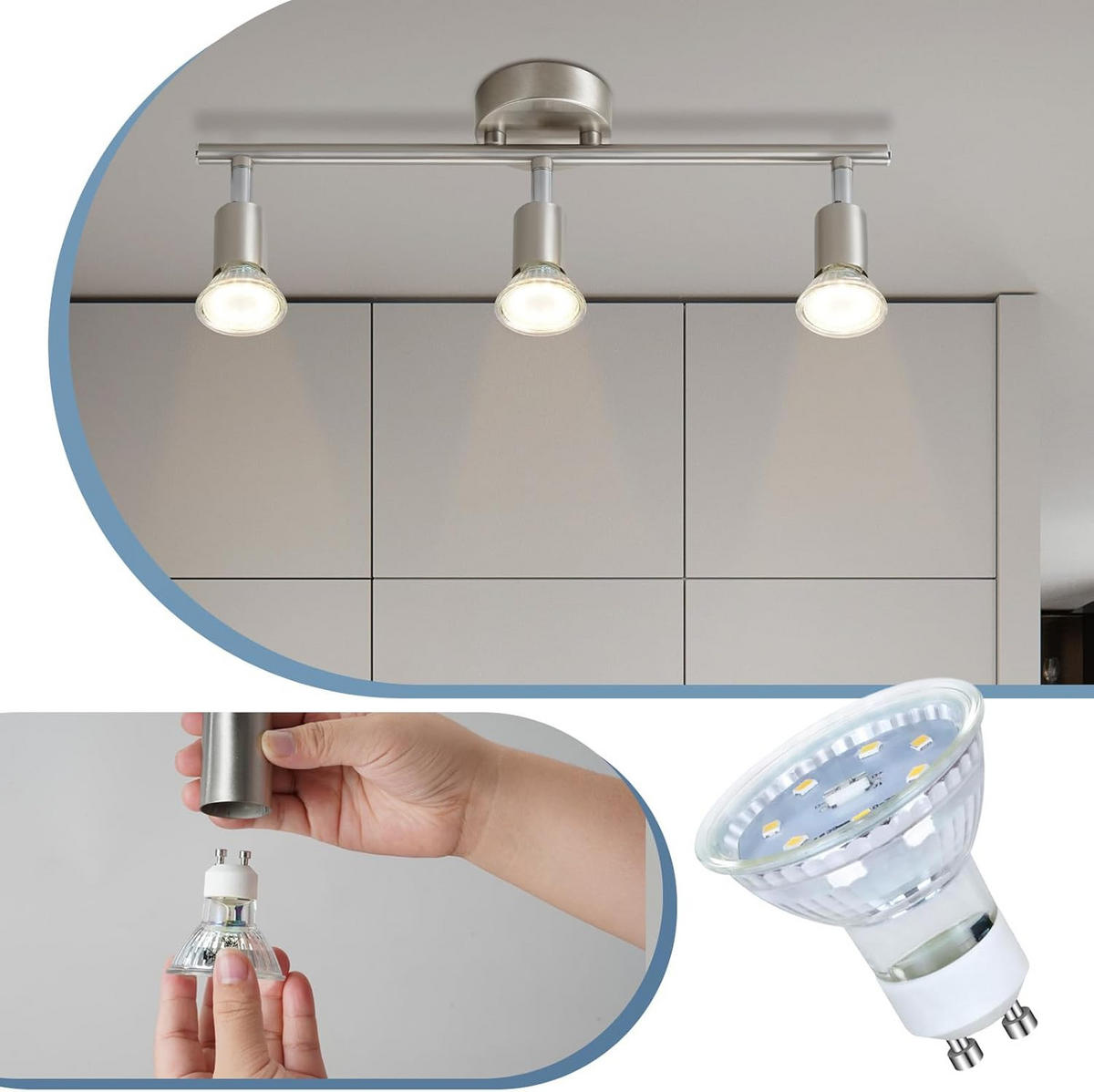 DECKENSTRAHLER Glühfeld 8/13/40 cm - Alufarben, Metall (40/8/13cm) - ZMH