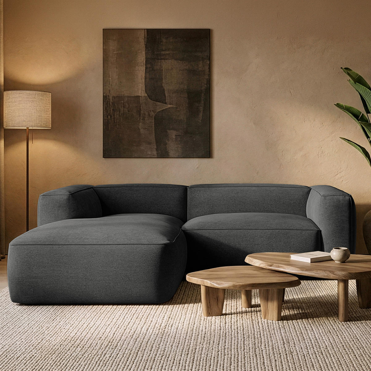 ECKSOFA LINKS FUBBO, Anthrazit - Anthrazit, Holz/Holzwerkstoff (225/176cm) - KONSIMO®