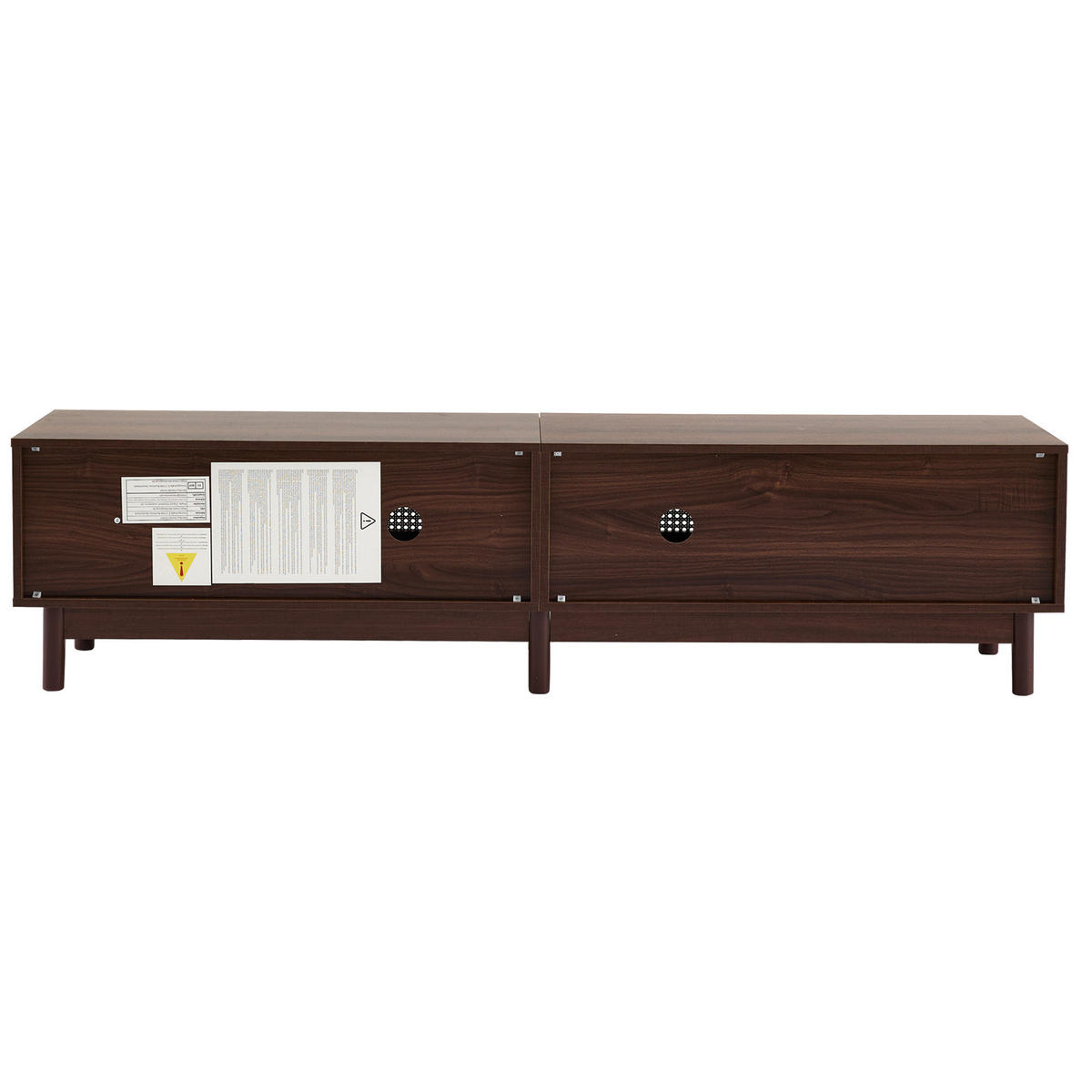TV-LOWBOARD 180/35/44 cm mit 4 Schubladen, Rattantüren & Kabeldurchlass - Rotbraun, Holzwerkstoff (180/44/35cm) - BEAOK