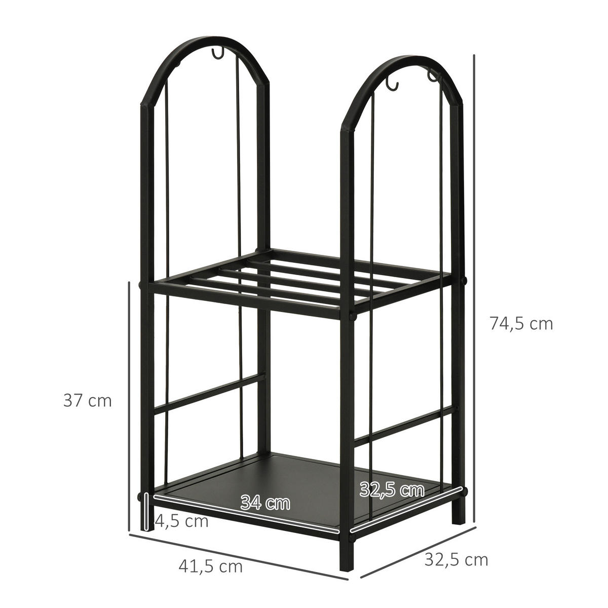 KAMINHOLZSTÄNDER, Metall, Schwarz - Schwarz, Metall (32.5/74.5/41.5cm) - Outsunny