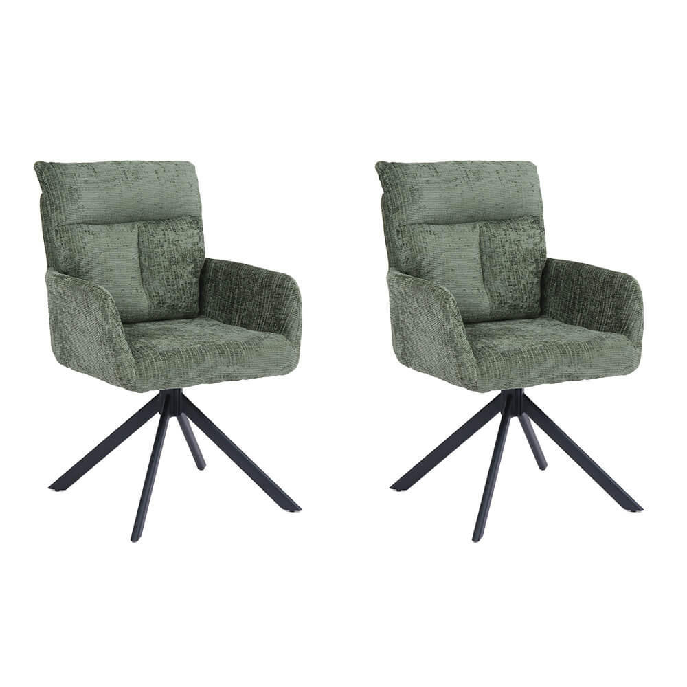 ESSZIMMERSTUHL ALUNA - Chenille Grün, 2 - Grün, Kunststoff/Metall (66/91/72.5cm) - Home Deluxe