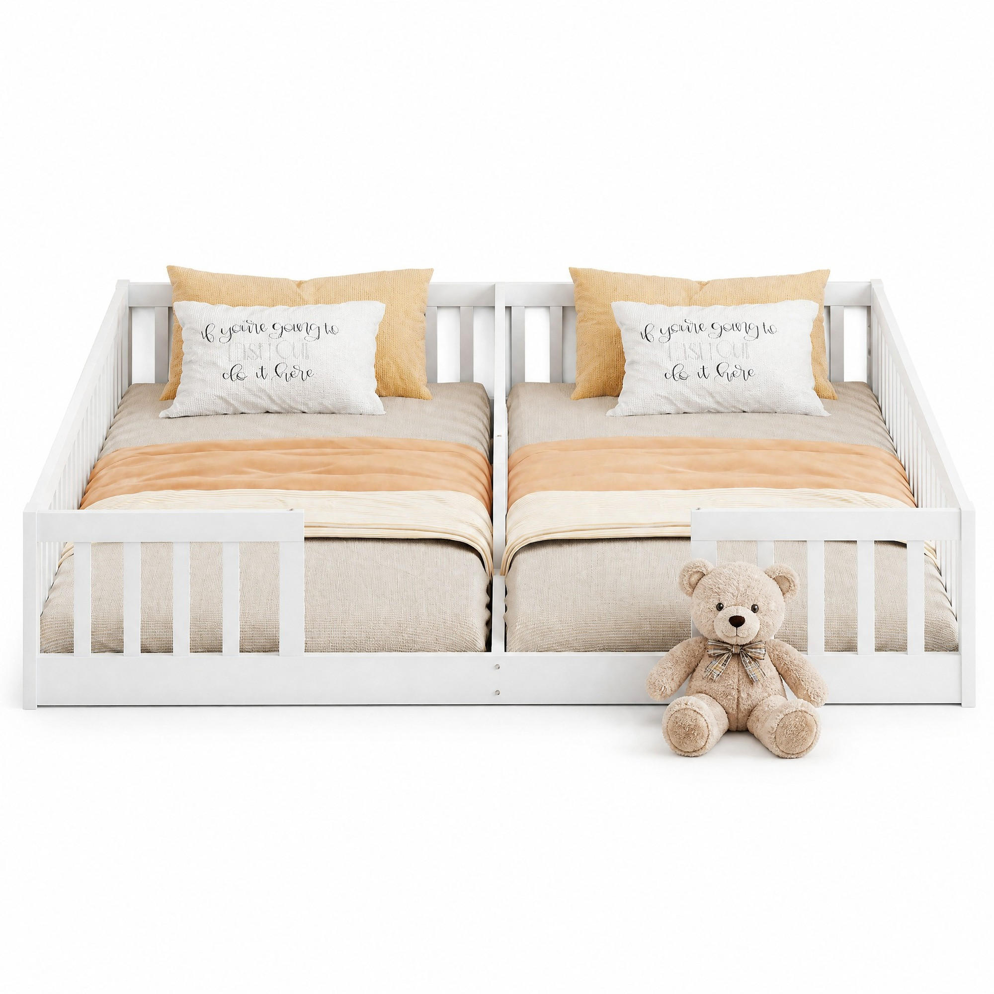 KINDERBETT 90/200 mit Geländern und Lattenrost in Weiß - Weiß, Holzwerkstoff (90/200cm) - EVRYAE