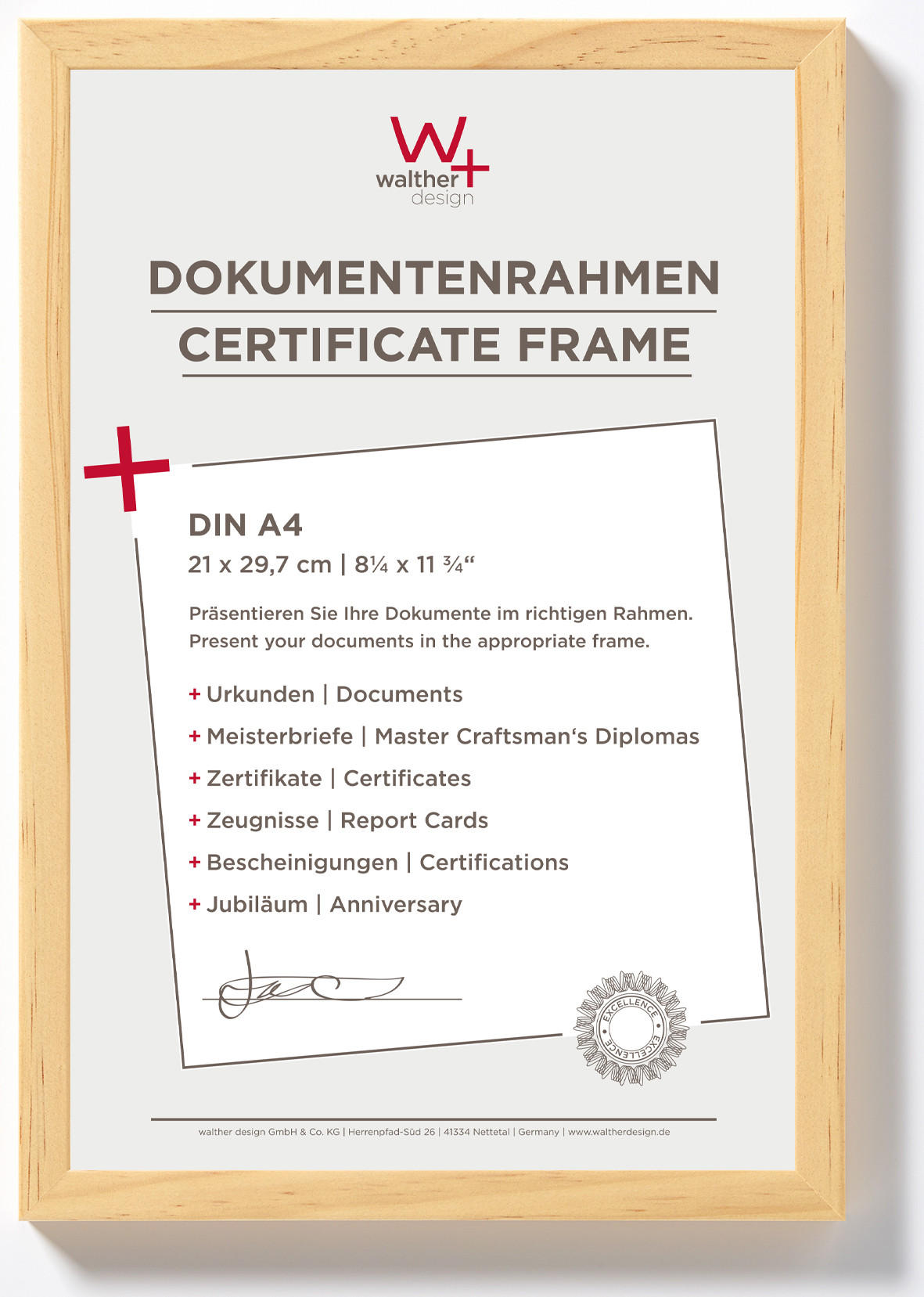 BILDERRAHMEN Peppers Holzrahmen 21x29,7 Kiefer - Kieferfarben, Holzwerkstoff (22.9/32cm) - walther design