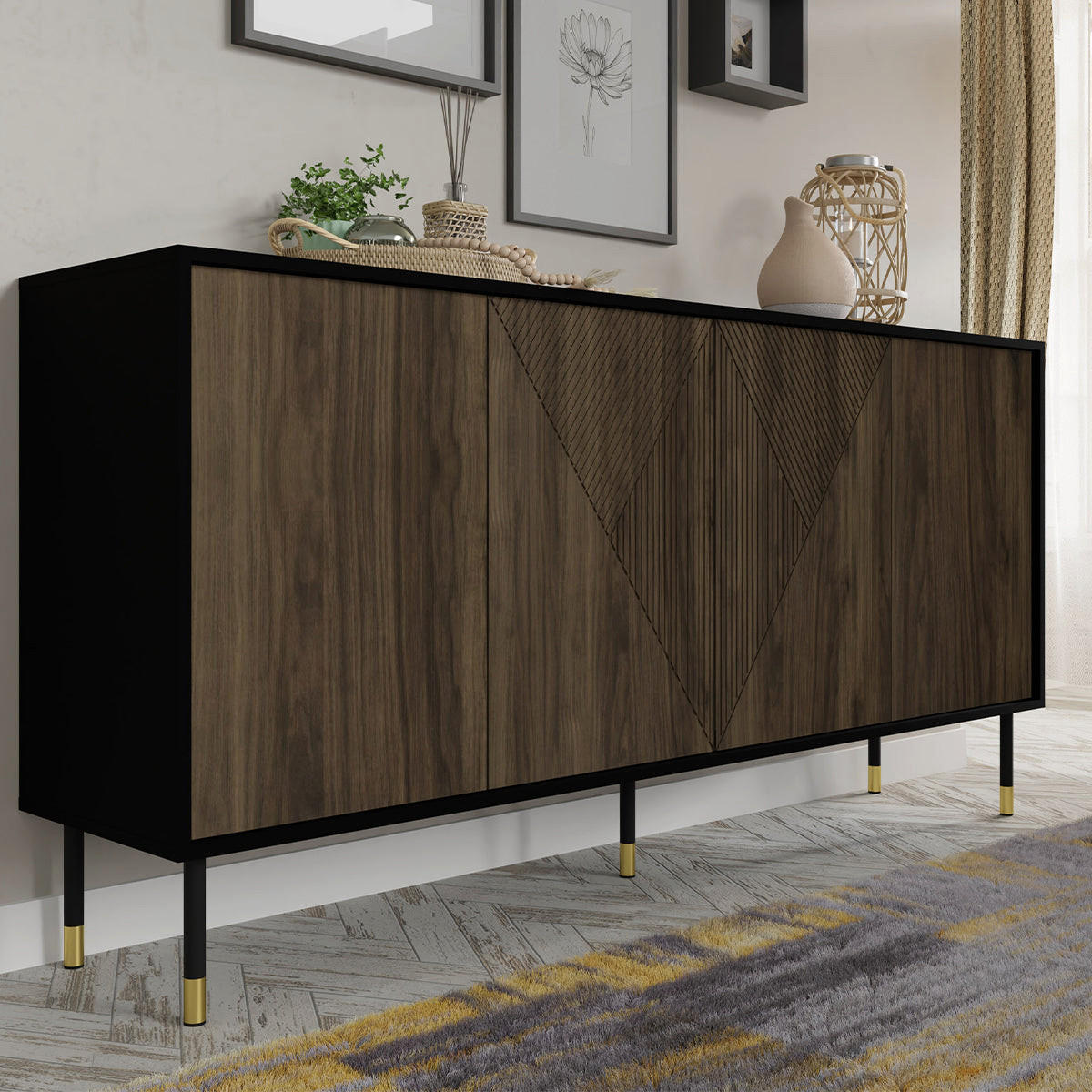 SIDEBOARD Aglaé Holz und Schwarz - Schwarz, Holzwerkstoff (180/88/40cm) - Petits-meubles
