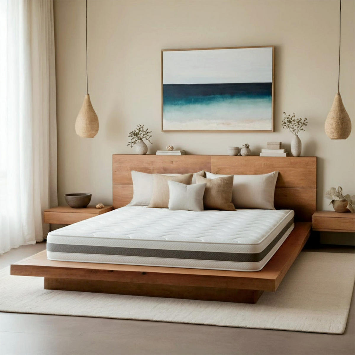 MATRATZE 120x200 | Thermosensibler Waterfoam, Hohe Festigkeit, Atmungsaktiv und Allergikerfreundlich - Weiß, Textil (120/200cm) - The White Stone