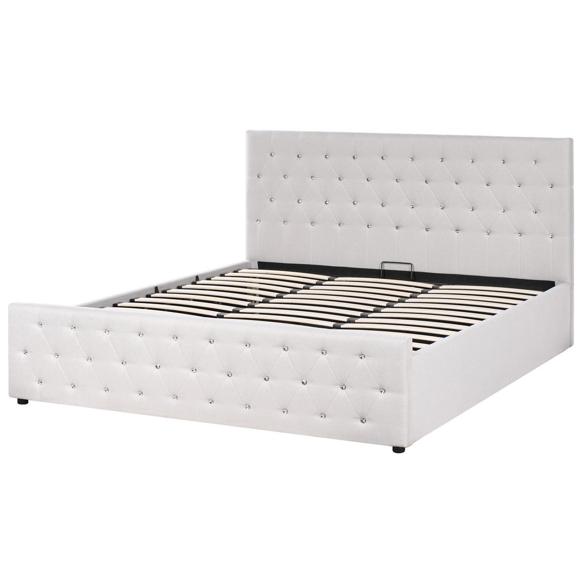 BETT mit Stauraum 180/200 cm Stoff Beige Amiens - Beige, Textil (180/200cm) - Beliani