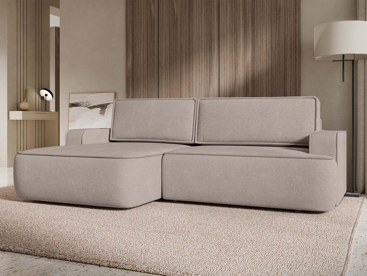 ECKSOFA Mono, Seite: Links - Creme/Schwarz, Holz/Kunststoff (260/168cm) - MIRJAN24