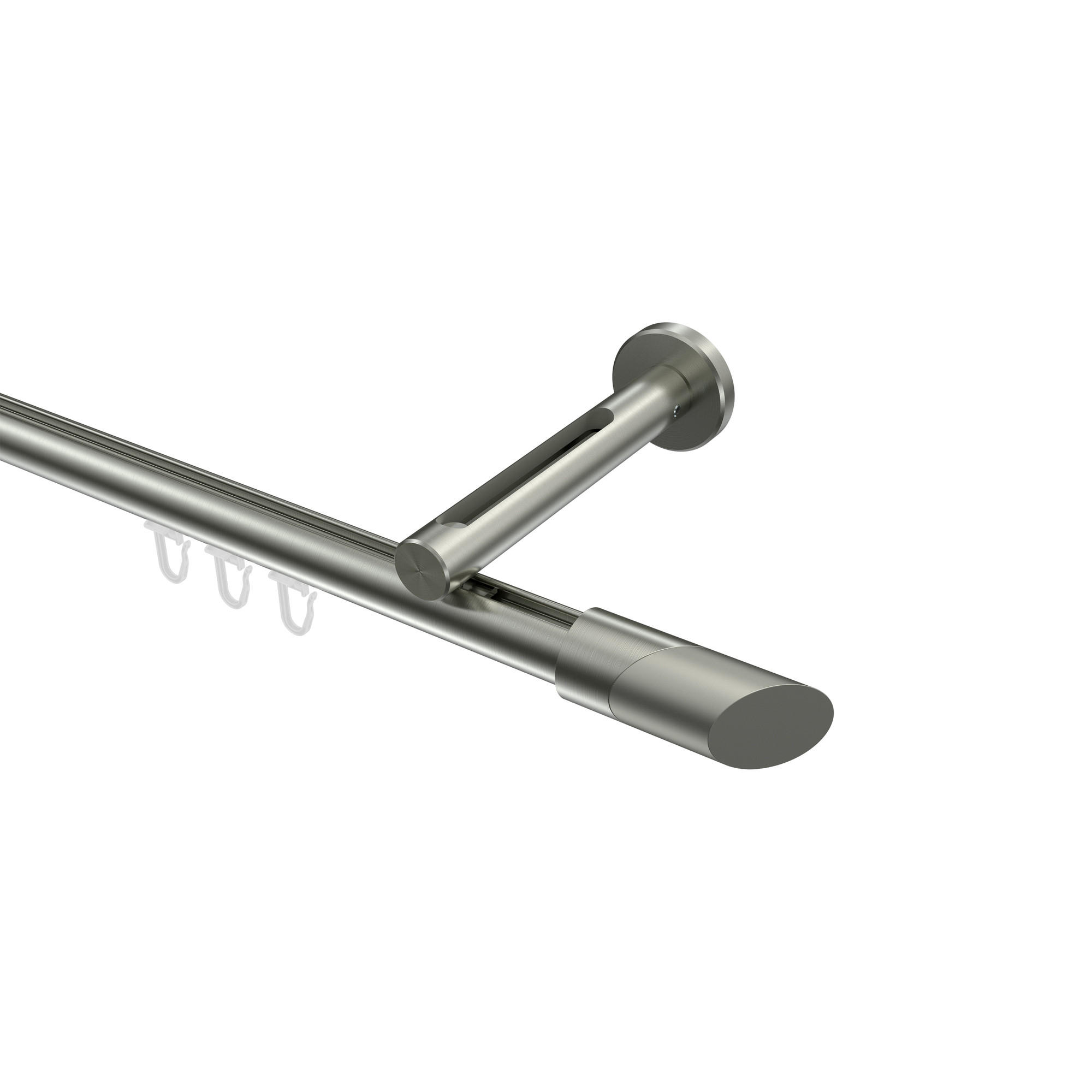 INNENLAUF-GARDINENSTANGEN-SET Siteno Verano 360 cm (geteilt in 2 x 180 cm), 1-läufig, 20 mm Ø Edelstahl-Optik - Edelstahlfarben/Silberfarben, Metall (360cm) - INTERDECO