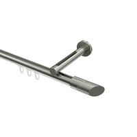 INNENLAUF-GARDINENSTANGEN-SET Siteno Verano 360 cm (geteilt in 2 x 180 cm), 1-läufig, 20 mm Ø Edelstahl-Optik - Edelstahlfarben/Silberfarben, Metall (360cm) - INTERDECO