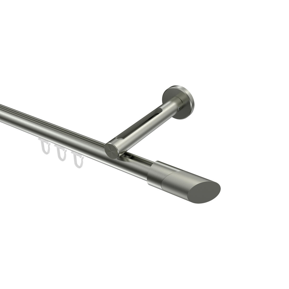 INNENLAUF-GARDINENSTANGEN-SET Siteno Verano 360 cm (geteilt in 2 x 180 cm), 1-läufig, 20 mm Ø Edelstahl-Optik - Edelstahlfarben/Silberfarben, Metall (360cm) - INTERDECO